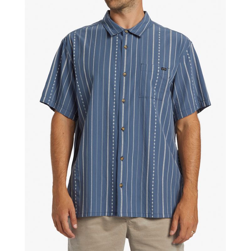 Camisa-Para-Hombre-Manga-Corta-Sundays-Jacquard-Azul-Billabong