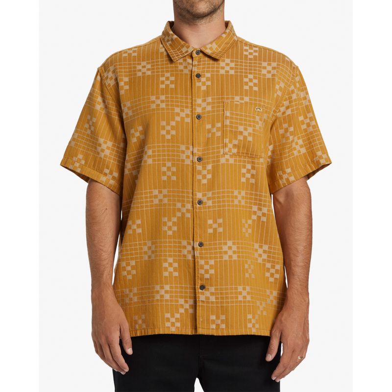 Camisa-Para-Hombre-Manga-Corta-Sundays-Jacquard-Mostaza-Billabong