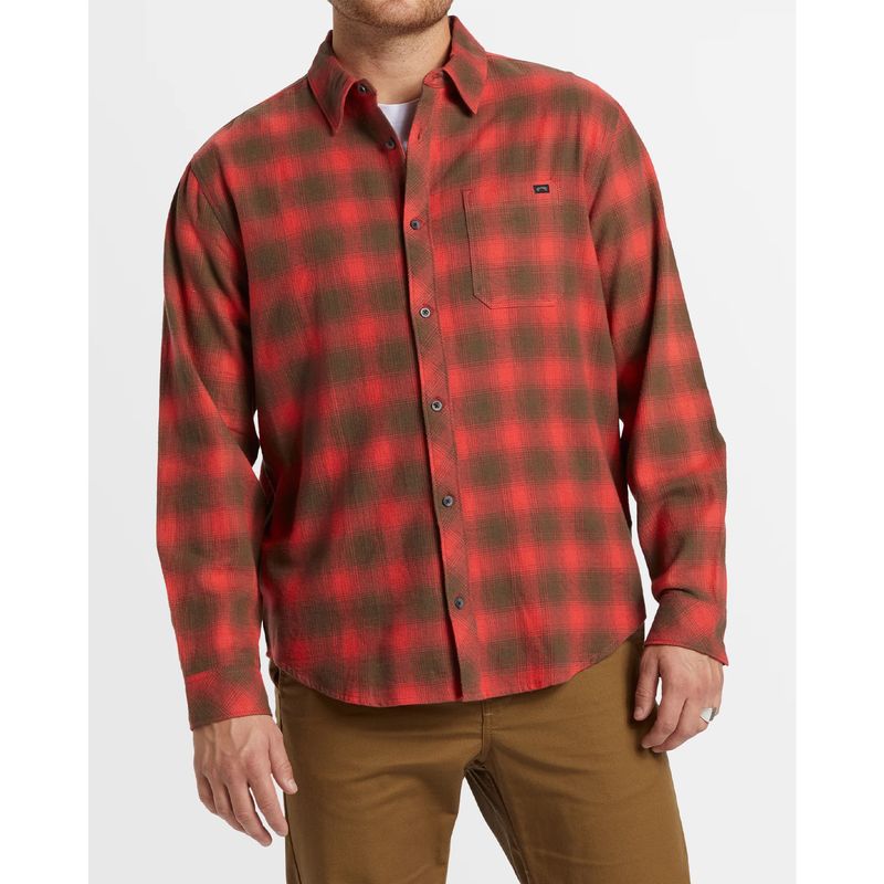 Camisa-Para-Hombre-Manga-Larga-Coastline-Flannel-Rojo-Billabong