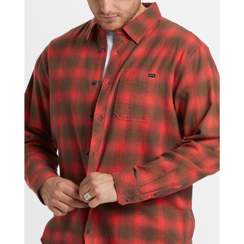Camisa-Para-Hombre-Manga-Larga-Coastline-Flannel-Rojo-Billabong