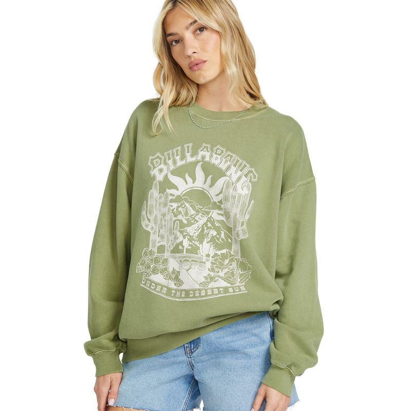 Poleron-Para-Mujer-Ride-In-Crew-Verde-Billabong