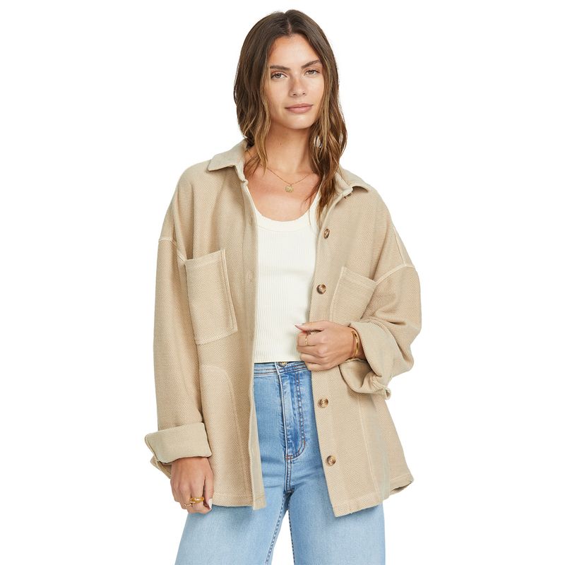 Casaca-Para-Mujer-Everytime-Fleece-Shacket-Beige-Billabong