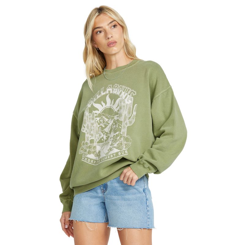 Poleron-Para-Mujer-Ride-In-Crew-Verde-Billabong