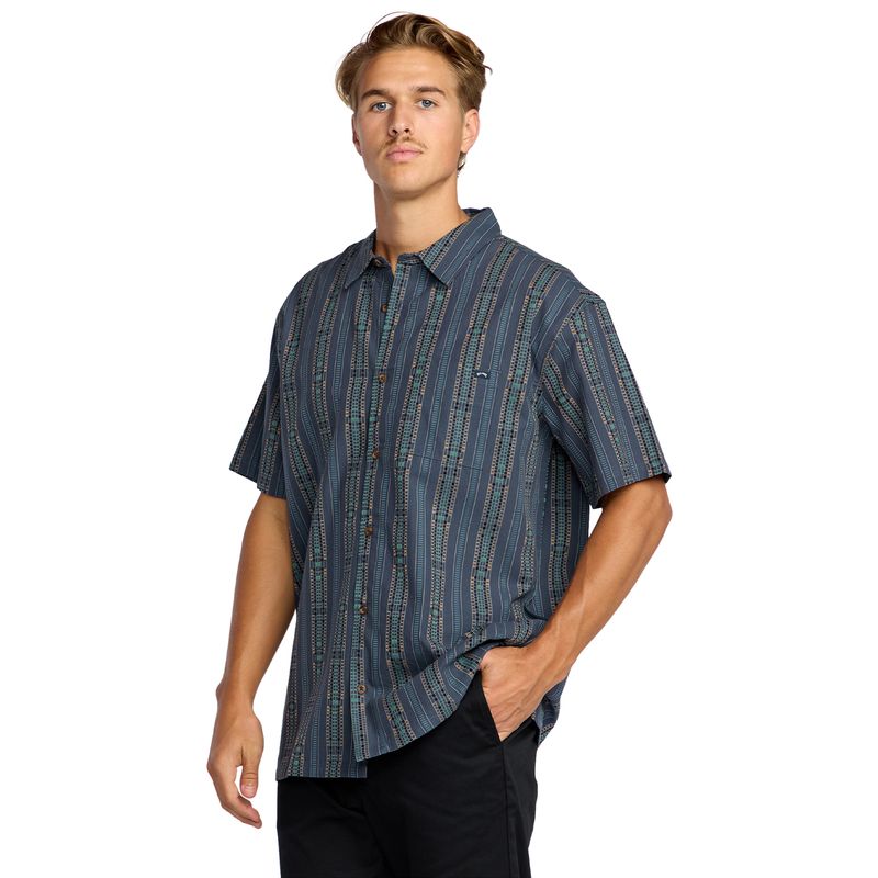 Camisa-Para-Hombre-Manga-Corta-Sundays-Jacquard-SS-Azul-Billabong