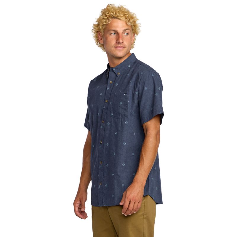 Camisa-Para-Hombre-Manga-Corta-All-Day-Jacquard-Azul-Billabong