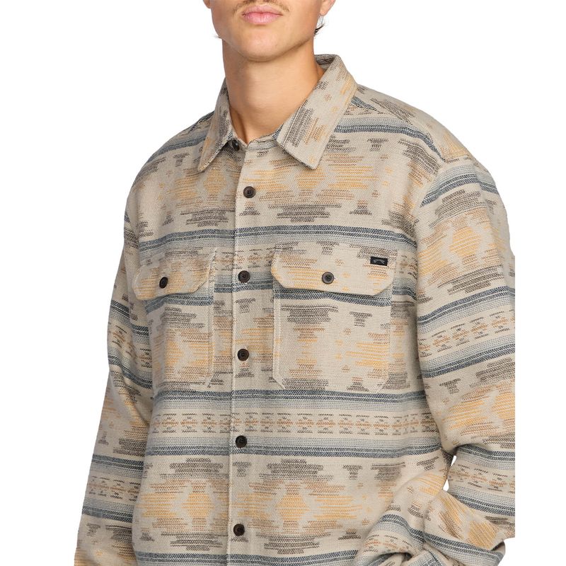 Camisa-Para-Hombre-Manga-Larga-Offshore-Jacquard-Flannel-Beige-Billabong