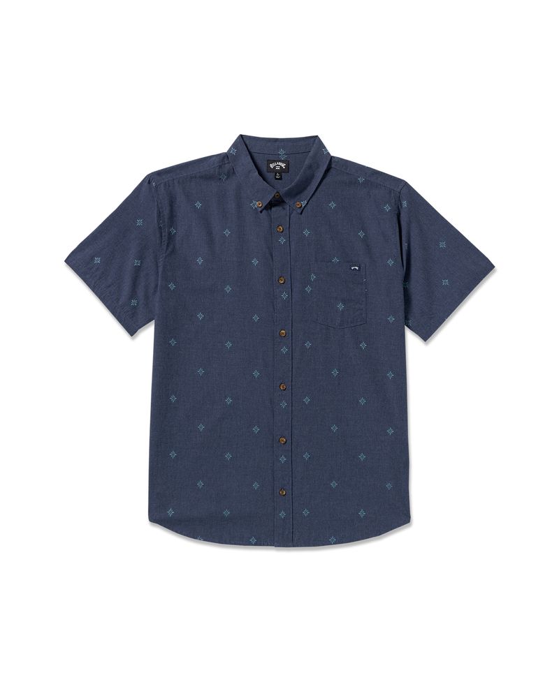 Camisa-Para-Hombre-Manga-Corta-All-Day-Jacquard-Azul-Billabong