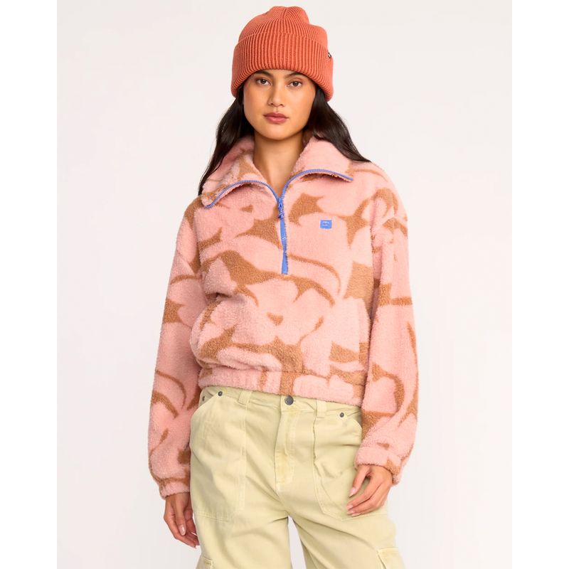 Polera-Para-Mujer-Polera-Barra-Half-Zip-Flc-Rosado-Billabong