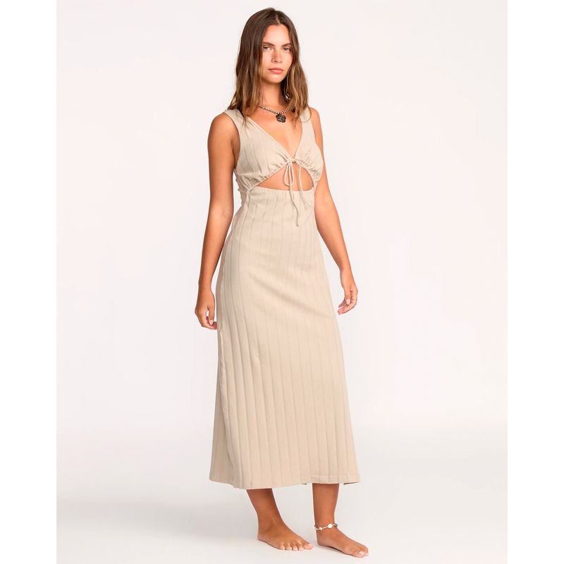 Vestido-Para-Mujer-Vestido-Slides-Midi-Beige-Billabong