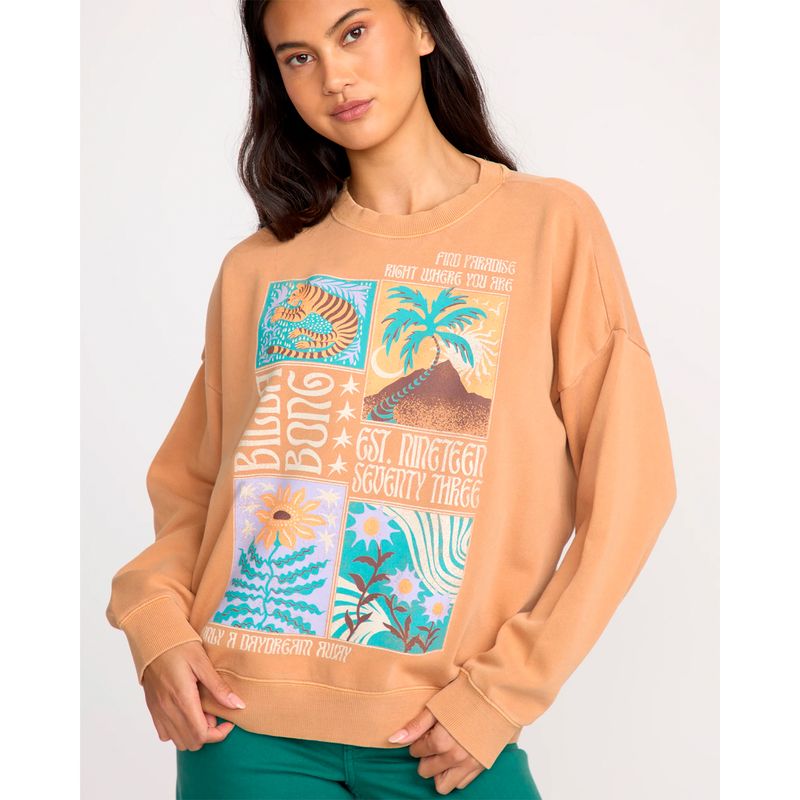 Polera-Para-Mujer-Polera-Echo-Crew-Naranja-Billabong